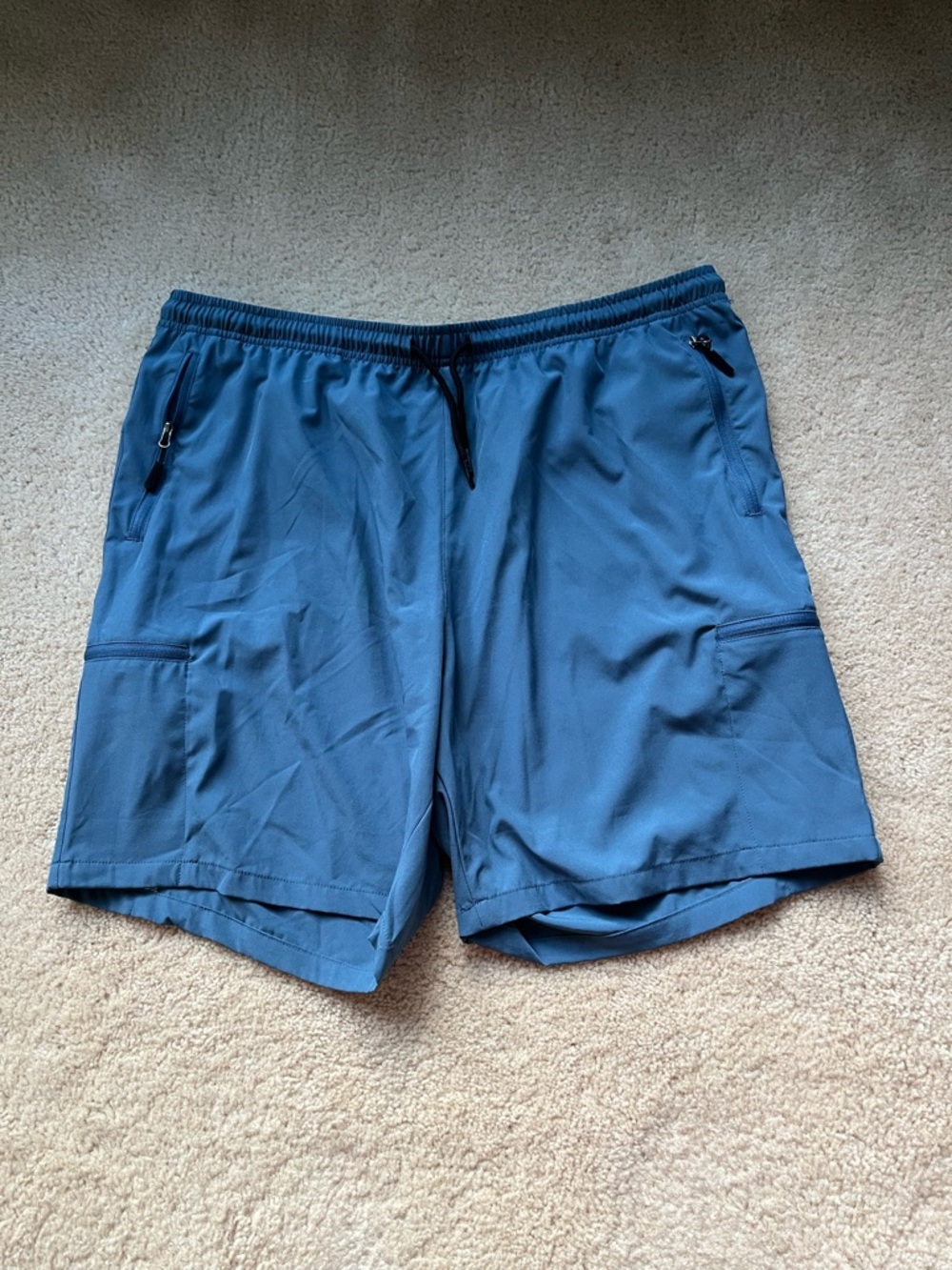 Santiny Men’s Blue Athletic Shorts w/ Zippered Pockets - XXL - EUC - Stretch